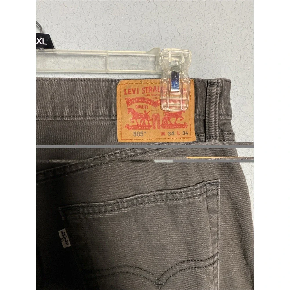 Vintage Levi's 505‎ 34x34 Men's Straight Leg Regular Fit Jeans Dark Gray